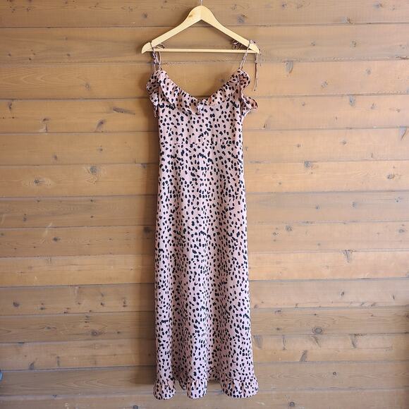 Forever 21 Dresses & Skirts - Forever21 Leopard Spot Ruffle Tie Shoulder Maxi Dress Medium Boho Flowy Summer